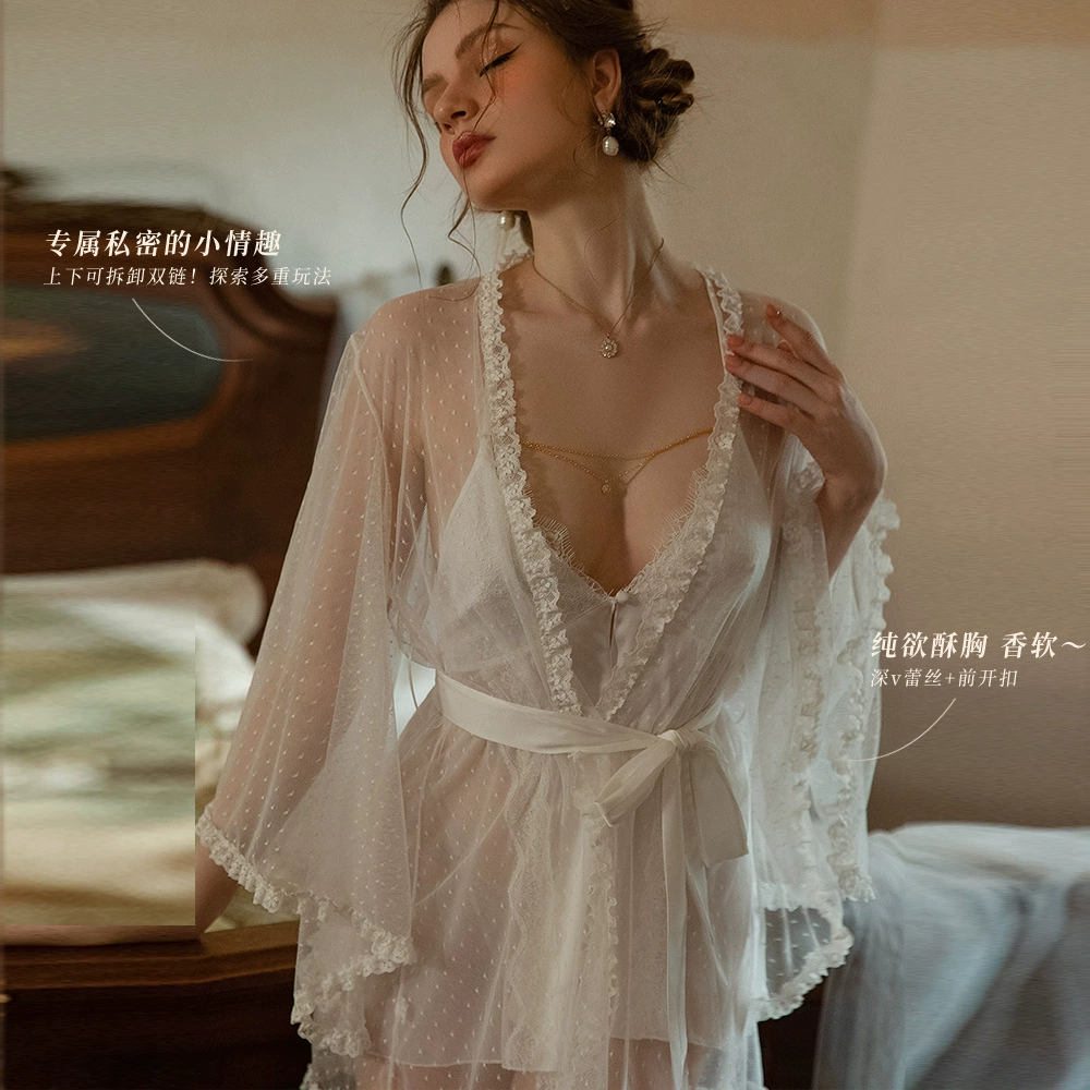 Summer silky sexy set, pijama, silk bathrobe, french style, lifting effect