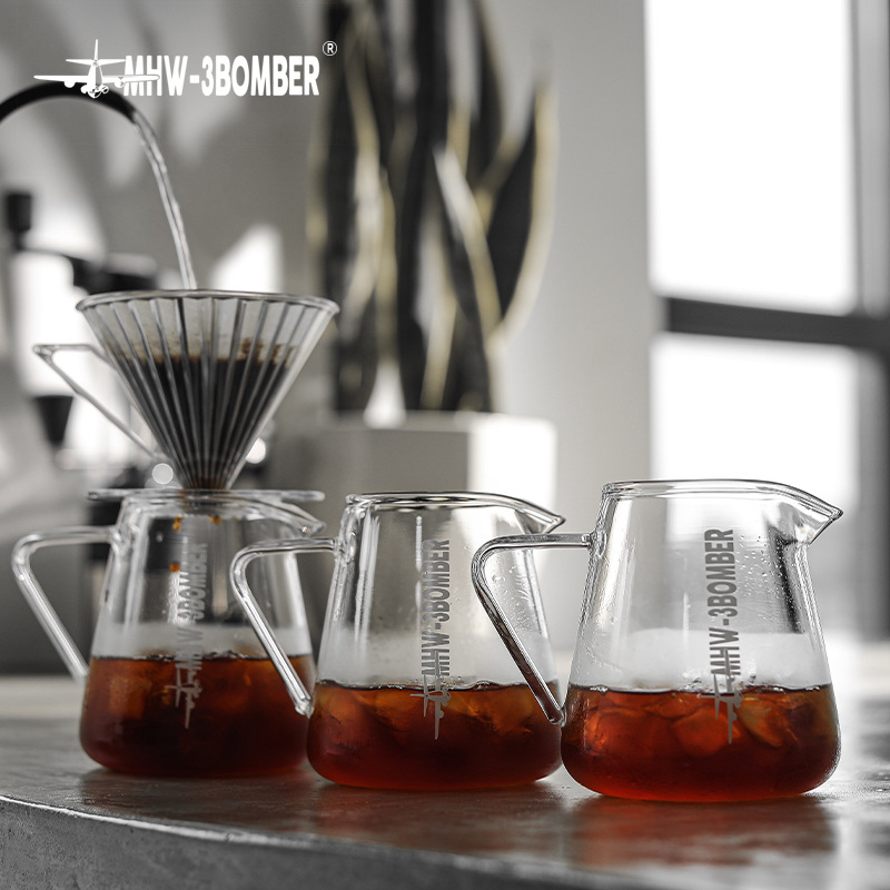 MHW-3BOMBER Bomber Hand Coffee Pot Heat Resistant Glass Sharing Pot Hand Coffee Pot 500ml