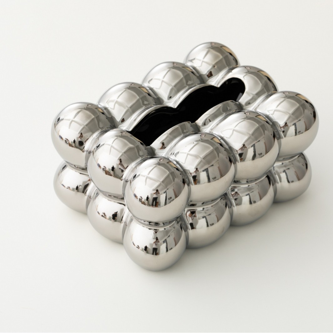 北欧風マシュマロセラミックティッシュボックス、クリエイティブなリビングルームのコーヒーテーブル装飾、軽奢なティッシュボックス飾り