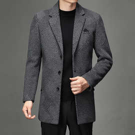 羊绒大衣男2023秋冬季中长款西装风衣加厚高级感男士羊毛呢子外套