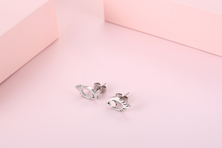 fashion golden eye titanium steel clavicle chain earrings set wholesale Nihaojewelry