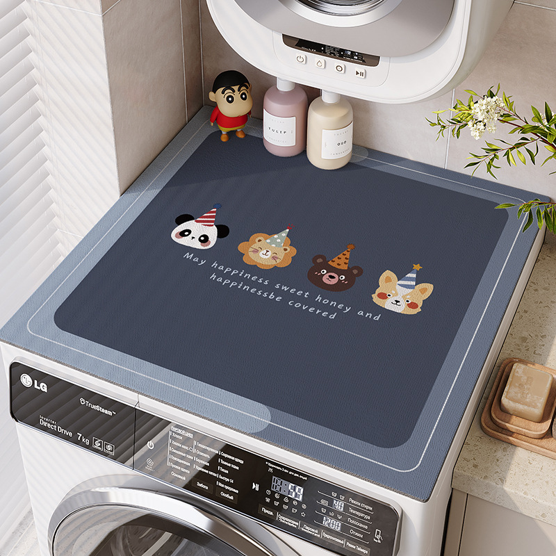 Cartoon Drum Washing Machine Cover Pad Diatom Mud Absorbent Pad Non-Slip Quick-Drying Dust-Proof Countertop Pad Dropshipping
