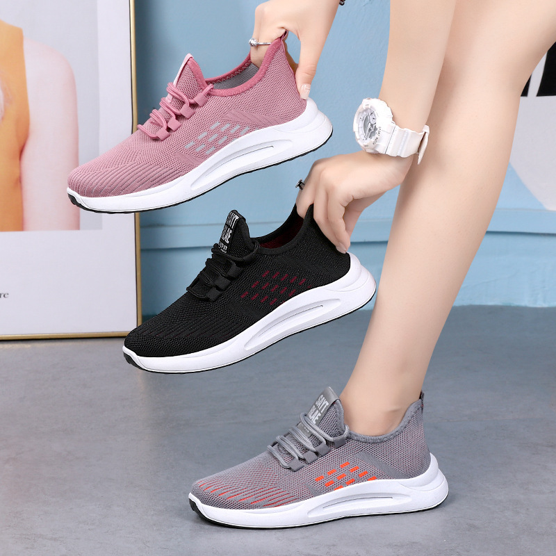 Women's shoes sneaker breathable casual soft sole shoes autumn fly woven mesh shoes wholesale generation student running shoes women