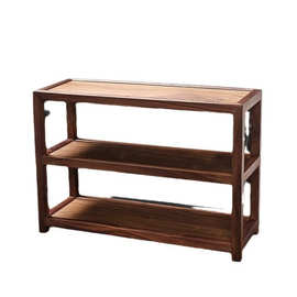 定制胡桃木三层置物架酒店宾馆茶杯装饰摆件新中式实木收纳博古架