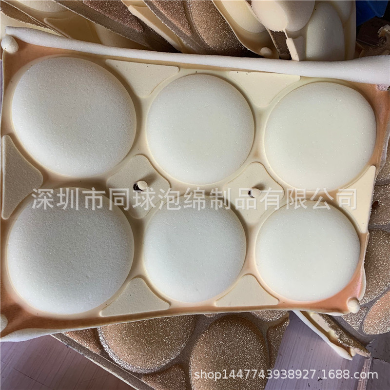 圆形汽车打蜡泡棉35d黄色海绵热压一体成型可加印logo黄江工厂