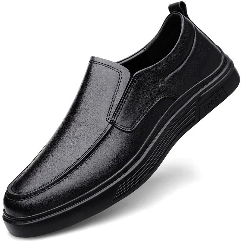 Летние мужские туфли, туфли из натуральной кожи для мужчин среднего и старшего возраста, деловые классические туфли, мужские кожаные туфли без шнуровки, мужские туфли из натуральной кожи