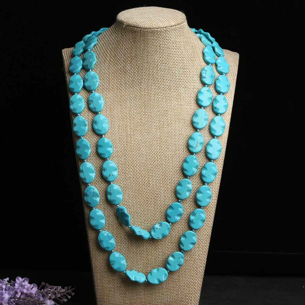 1 Piece Bohemian Irregular Oval Turquoise Necklace display picture 3