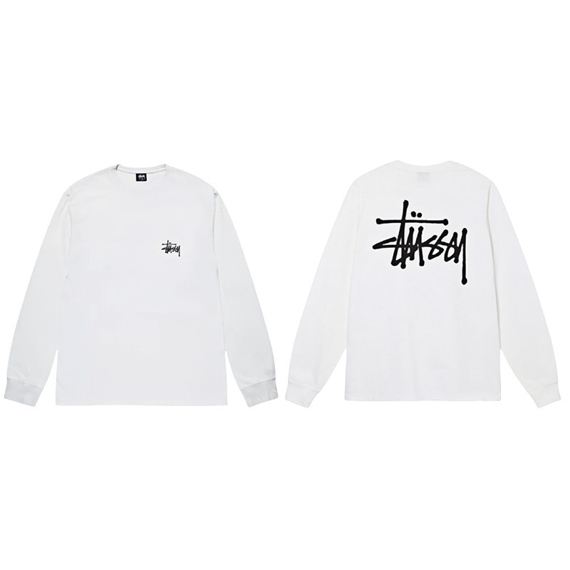 国境を越えた貿易卸売 ステューシー プリント長袖 Tシャツ トレンド ブランド ステューシー カジュアル ルーズ ボトリング シャツ 男女兼用 ius|undefined