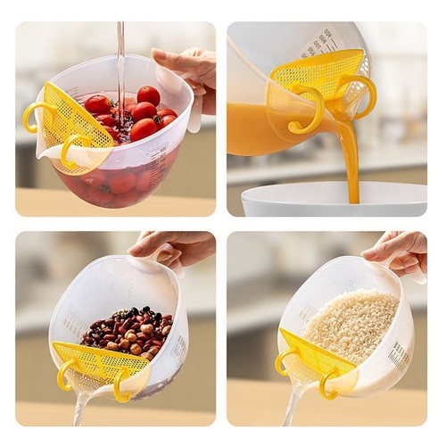 New cup bowl sieve measuring cup filter rice washing fruit washing vegetables basin drain basket rice washing sieve rice washing basin