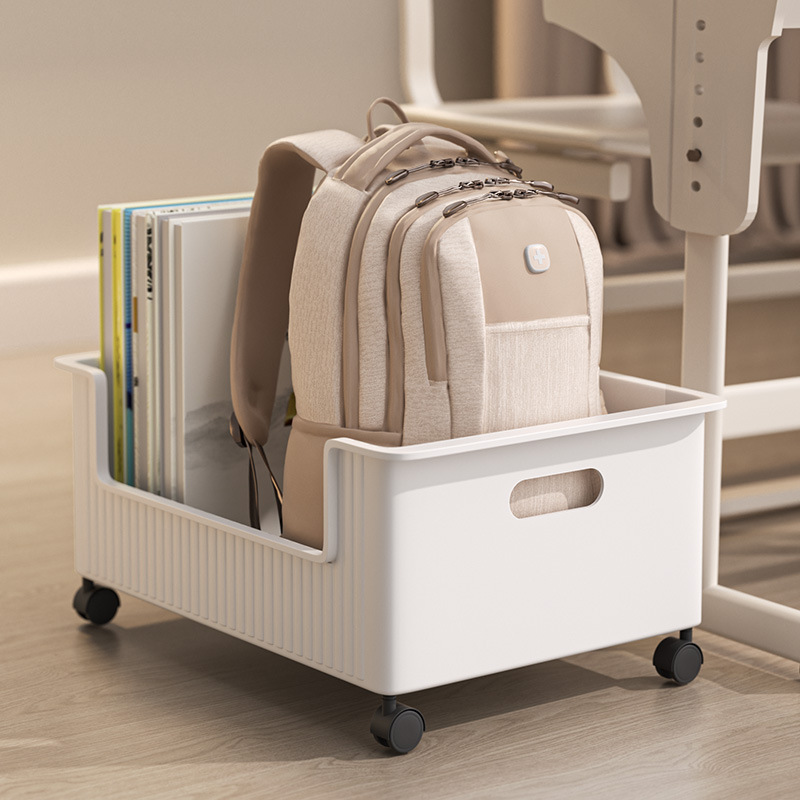 Caja de almacenamiento de libros debajo de la mesa con polea universal, caja de libros móvil, estante de libros de la caja de almacenamiento de libros de escritorio para el aula de estudiantes