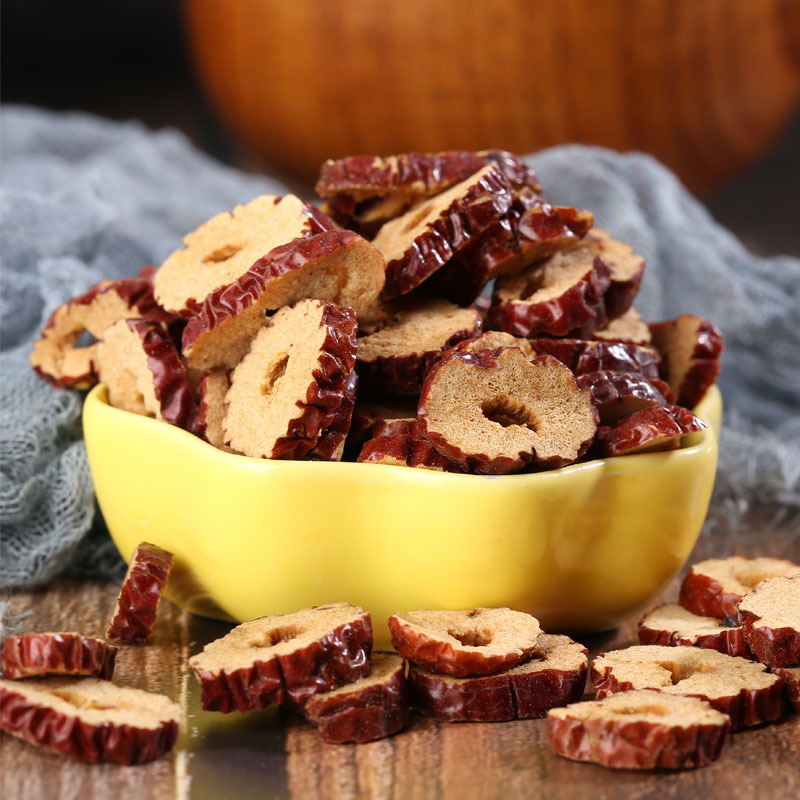 Dried Red Date Slices Hong Zao Seedless Jujube Rings for Tea Soup and Congee 500g Low Temperature Baked in use