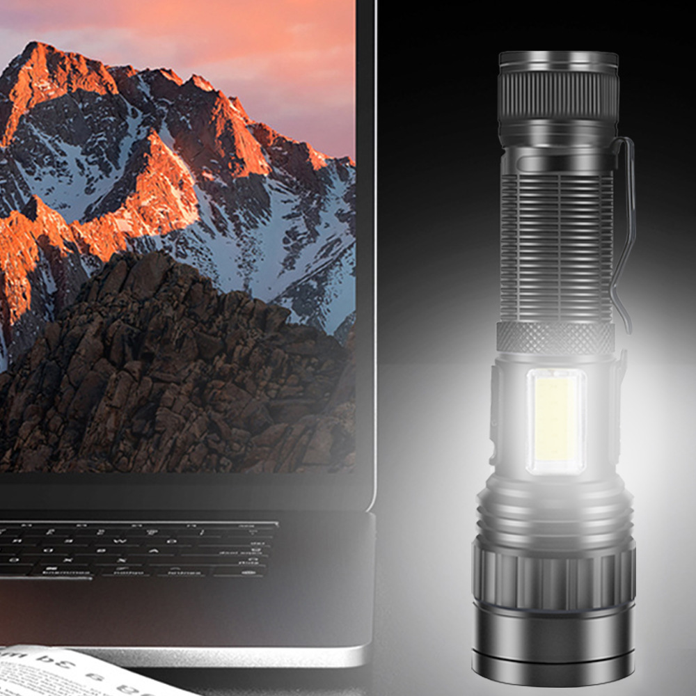 Transfronterizo nueva linterna telescópica XHP50 aleación de aluminio USB Pantalla de alimentación de largo alcance linterna de luz fuerte al por mayor