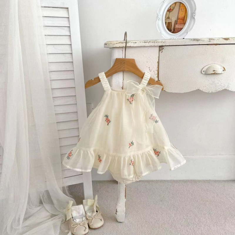 Vestido de verano para niña princesa vestido de culo bordado para bebés y niños pequeños