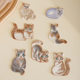 Three-Dimensional Cat Embroidered Cloth Patch Modern Cartoon Cat Gray and Yellow DIY Cloth Patch Clothing Stain Repair Ironing