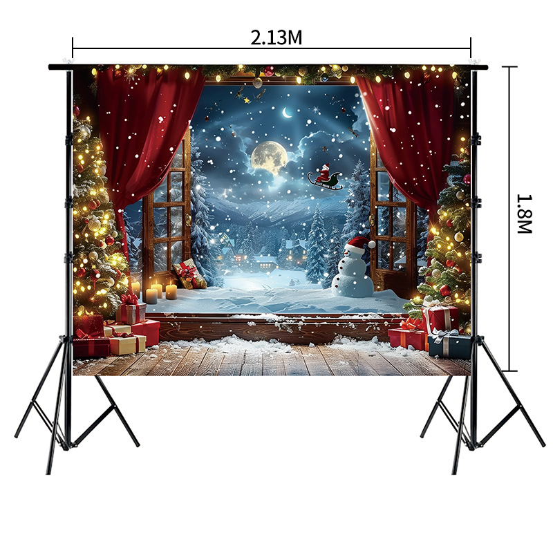 Tela de fondo de estudio de Navidad Actividades de Navidad Decoración de fiesta Tela de pared de fondo Escena de nieve de Navidad Tela colgante de fondo de foto