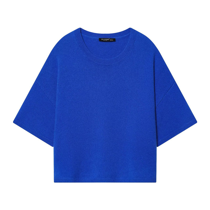 Foreign Trade 2026 Spring New European and American Style Women's Fashion Casual Loose Wide-Sleeve Plain Knit Sweater 2893012