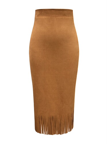 An elegant tassel long coat-length mink fur half skirt for ladies, comfortable and slimming H-style long dress