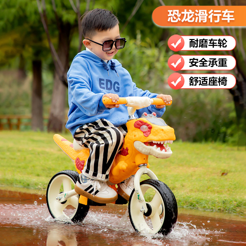 Bicicleta de Equilibrio/Bici sin Pedales de Dinosaurio, para Niños 2-8 Años