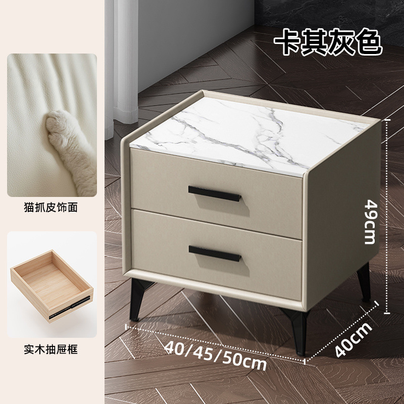 Mesa de cabezal de cama de madera sólida de corteza de roca simple gabinete de lado de la cama moderno pequeño gabinete de lujo pequeño almacenamiento dormitorio doméstico