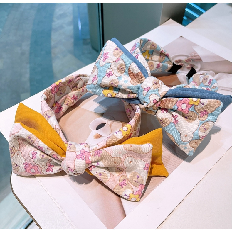 Korea Bear Color Matching Bow Hair Band display picture 14