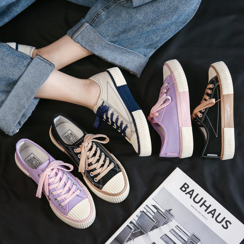 Zapatillas de Lona Estilo Coreano Primavera 2024, Zapatillas Bajas para Mujer, Zapatillas Informales Retro de Tela, Zapatillas Vulcanizadas de Goma F110