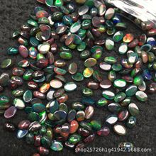 opal精品黑欧泊椭圆形戒面满彩平底光面裸石水滴三角蛋形戒面批发