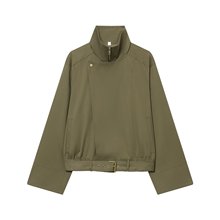 跨境女装批发 25冬季新款日系休闲纯色设计感可收缩下摆立领外套