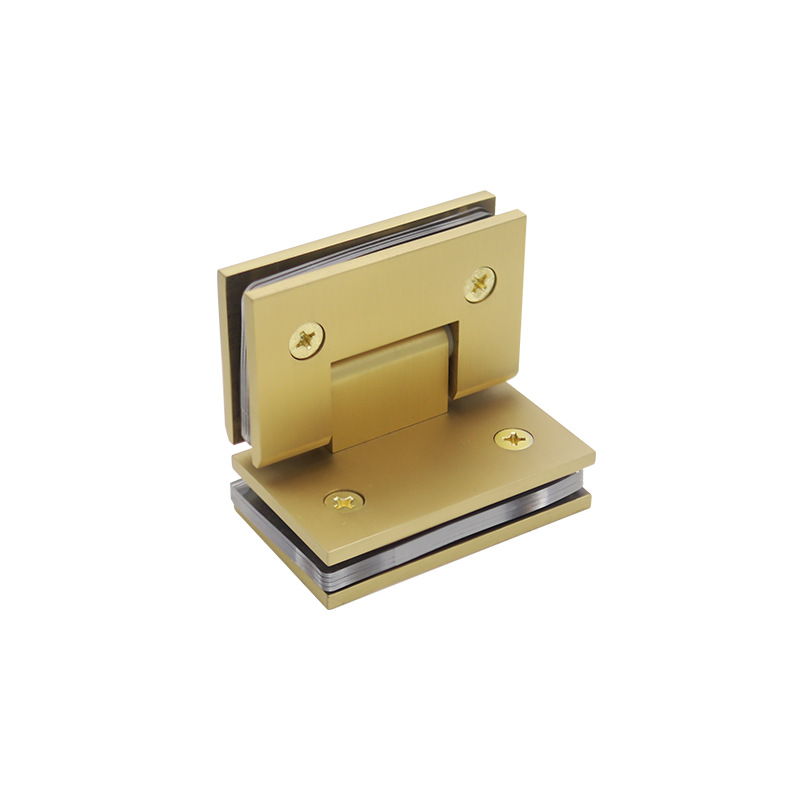 All copper brass 90 degree straight edge double open bathroom clip stainless steel glass door hinge shower room glass clip wholesale