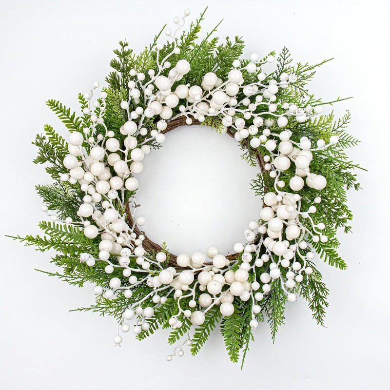 Amazon Cross-Border Artificial Winter Wreath White Berry Wreath Holly Berry Front Door Fireplace Christmas Decoration Amazon Cross-Border Artificial Winter Wreath White Berry Wreath Holly Berry Front Door Fireplace Christmas Decoration