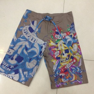 ed hardy men's cotton micro-elastic beach pants ED HARDY men's straight comfortable breathable beach pants