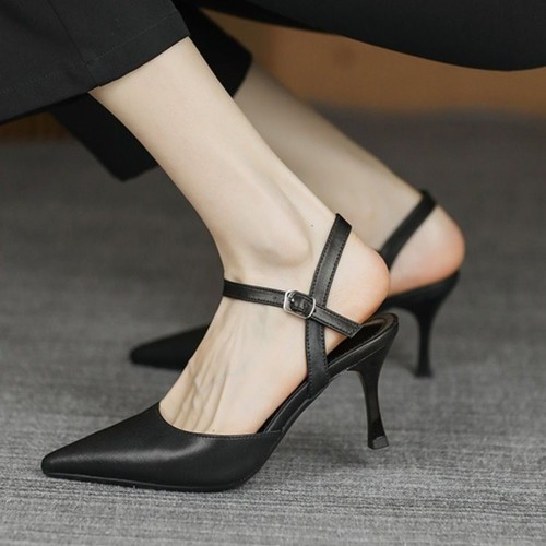 Baotou Summer Korean Style Fashion Pointed Toe Hollow Thin Heel Slip-on High Heel Sandals