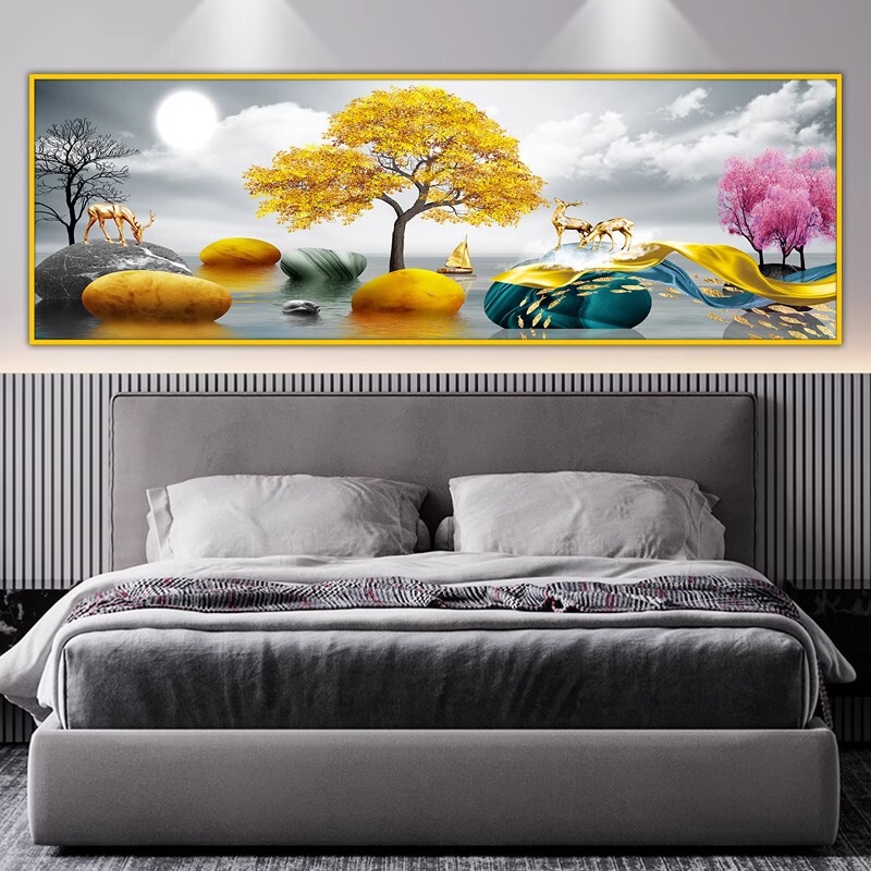 寝室のベッドサイドの絵画自己粘着壁ステッカーホテル B&B リビングルームのソファの背景の壁の装飾絵画壁紙ステッカー|undefined