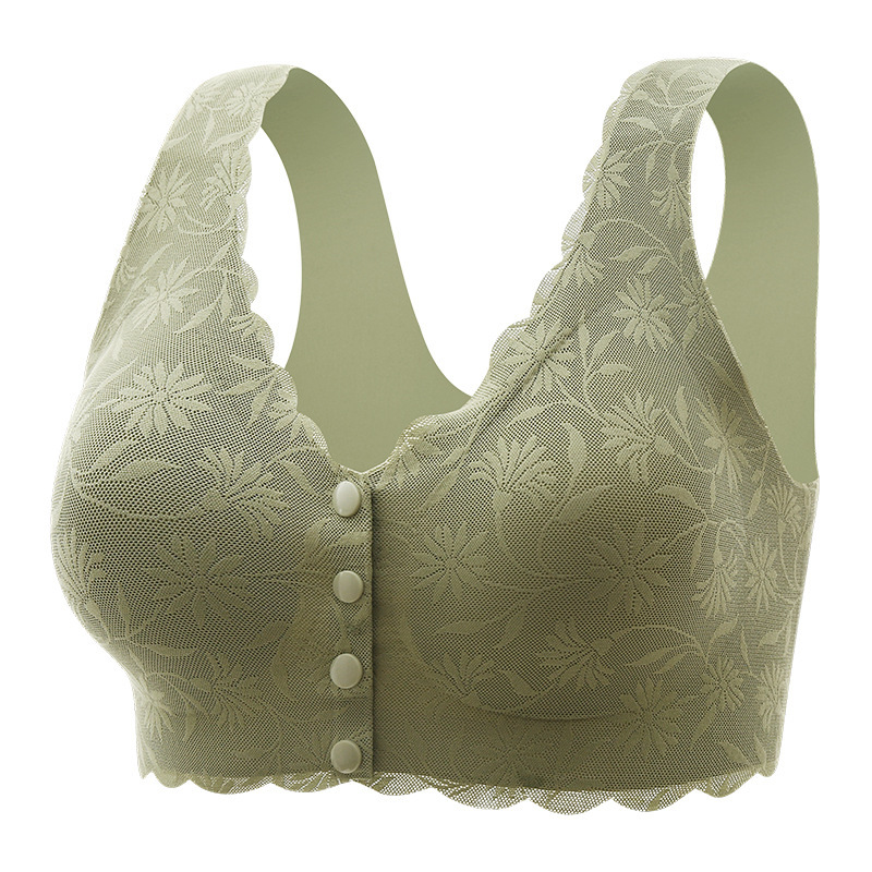 Front-Opening Seamless Ice Silk Lace Comfortable Anti-Sagging Push-Up Bra for Women Large Size Push-Up Bra for Women