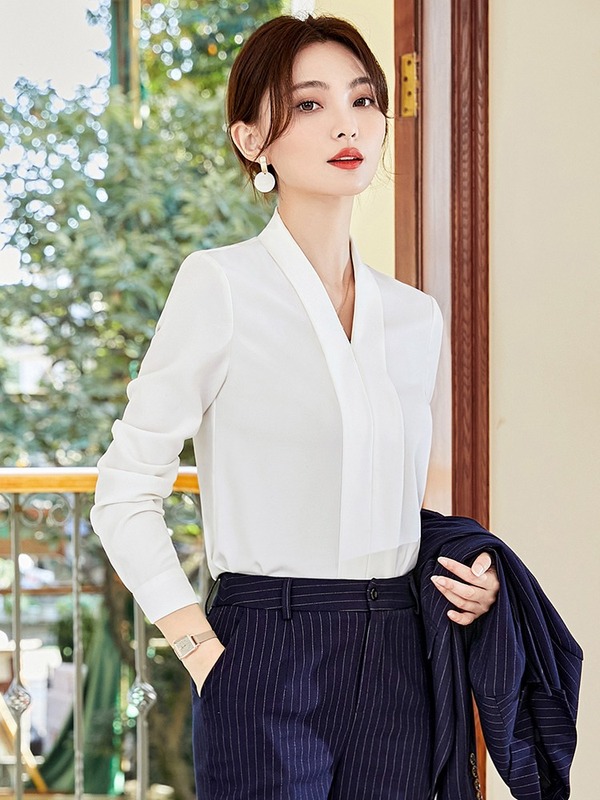 女性用プロフェッショナルシャツ、ファッショナブルでデザイン性の高いニッチなスーツ、長袖OLフォーマルシャツ、作業服トップス|undefined