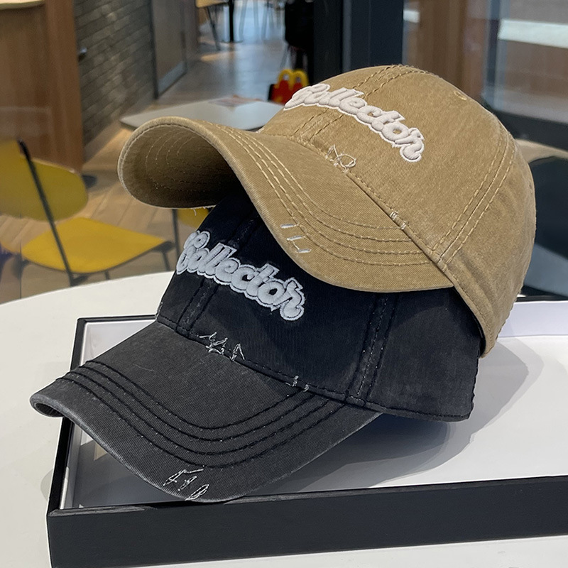 Retro americano viejo sombrero de béisbol primavera y verano personalidad letras bordadas moda versátil cara gorra de lengua de pato