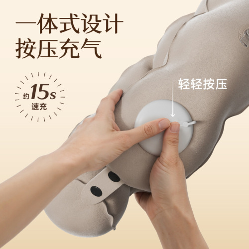 Inflatable travel neck pillow, portable neck support, squeeze inflate U-shaped travel pillow, travel three treasures, foldable airplane pillow