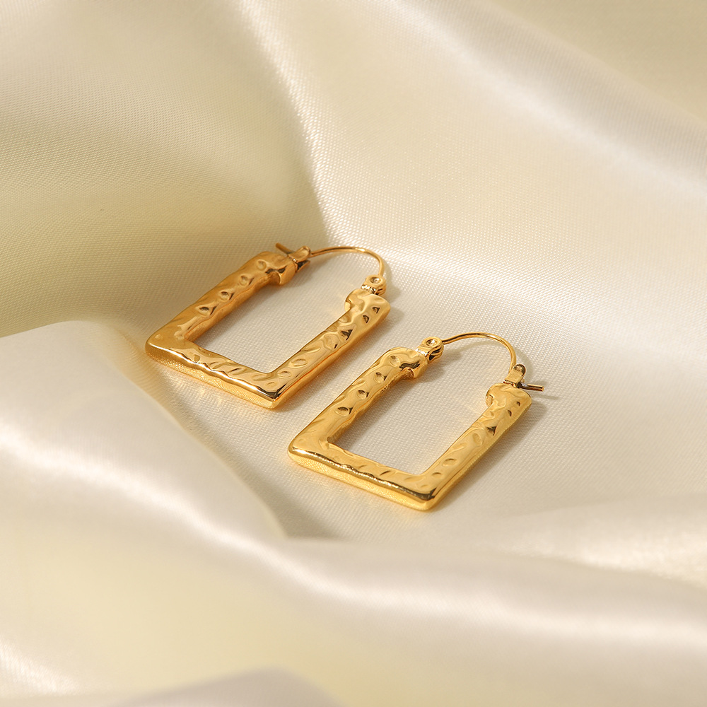 Retro Geometric Stainless Steel Gold Plated Earrings 1 Pair