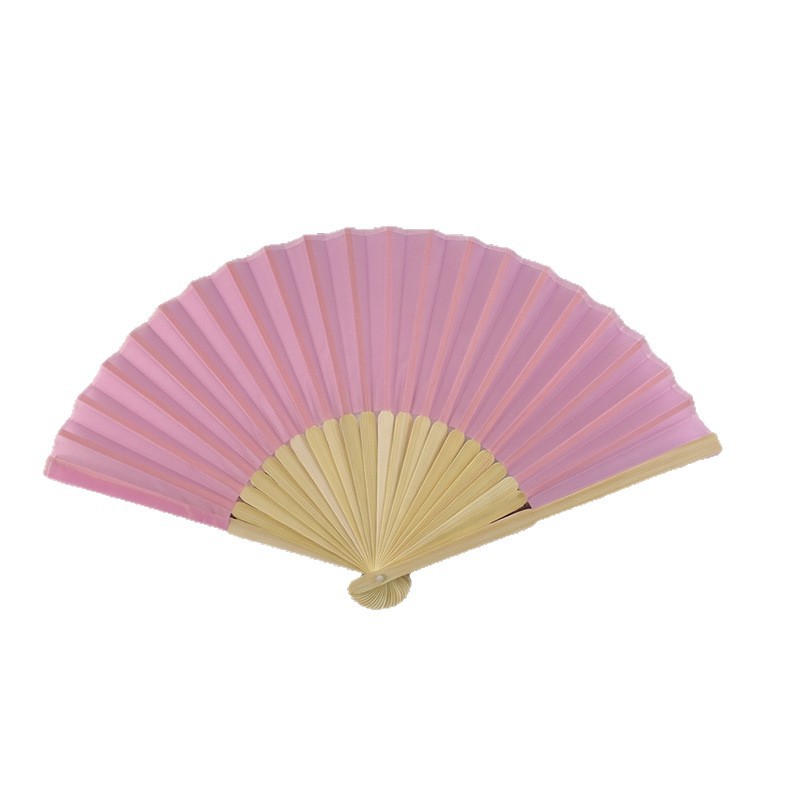 Abanico Plegable en Blanco para DIY de Bambú y Seda para Bodas y Manualidades