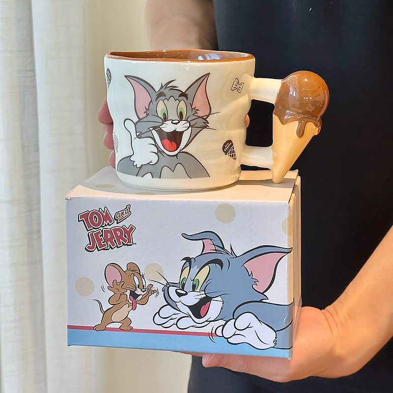 トムとジェリー セラミックマグ カップルウォーターカップ 女性の誕生日ギフトカップ 家庭用飲料水 オフィスコーヒーカップ|undefined