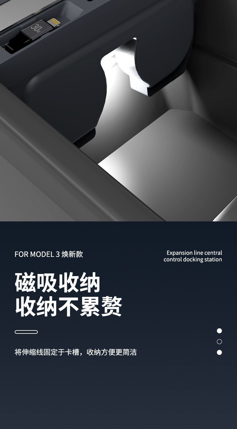 Suitable for Tesla's New Version Model Y/3 Special Docking Station Car Central Control Charging Expansion USB Model