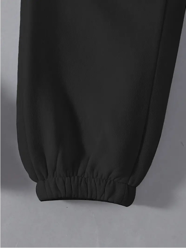 Ensemble deux pièces décontracté pour femme, mode hiver, avec doublure polaire, sweat-shirt épais à imprimé lettres et pantalon de jogging pour femme et homme - Noir_voghion.com