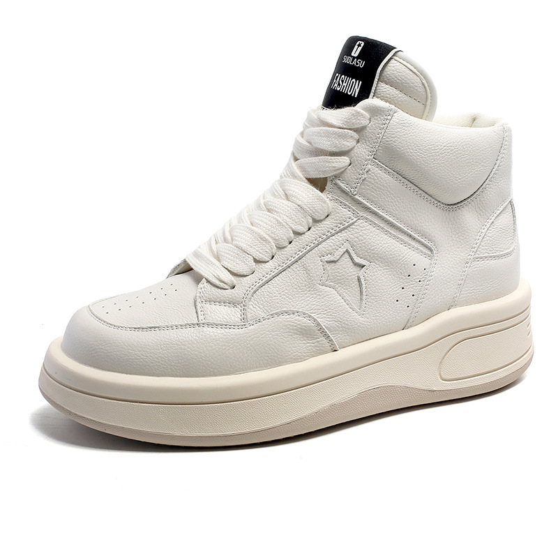 High-Top Shoes for Men, Thick-Soled Trendy White Sneakers, Niche Fashion Versatile Casual Shoes, Comfortable Sports Shoes for Men 6989-J High-Top Shoes for Men, Thick-Soled Trendy White Sneakers, Niche Fashion Versatile Casual Shoes, Comfortable Sports Shoes for Men 6989-J