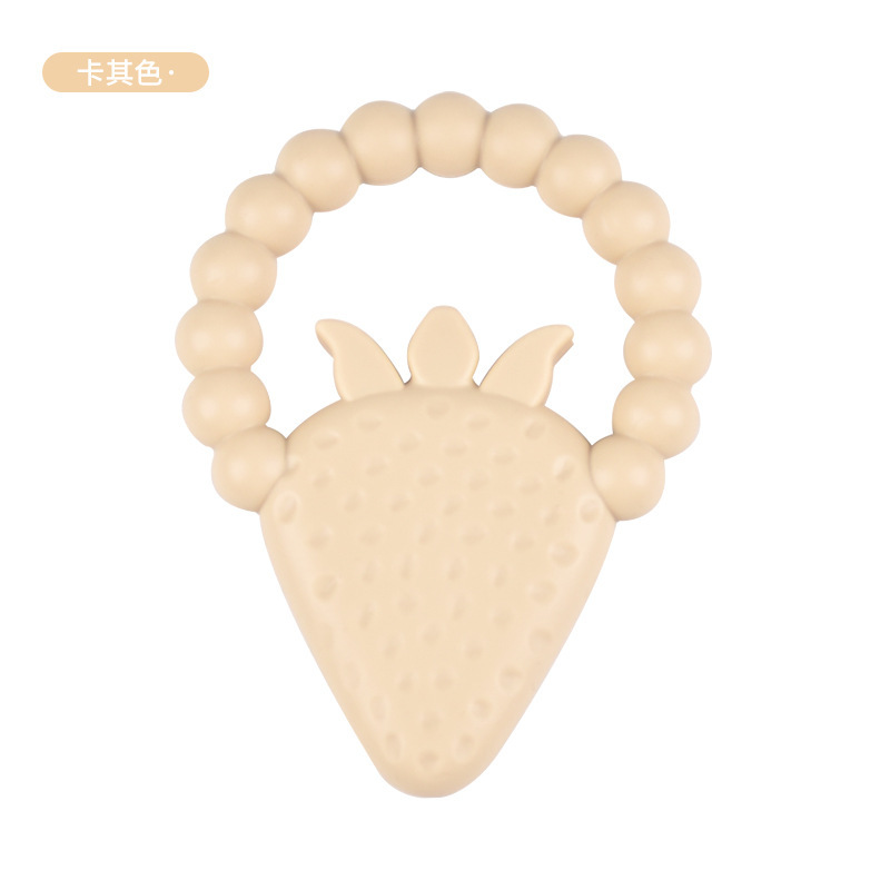 Dientes para bebés, goma de fresa para bebés, palillos de dientes para bebés, dibujos animados, juguetes de goma de mordida tranquilizadores en stock