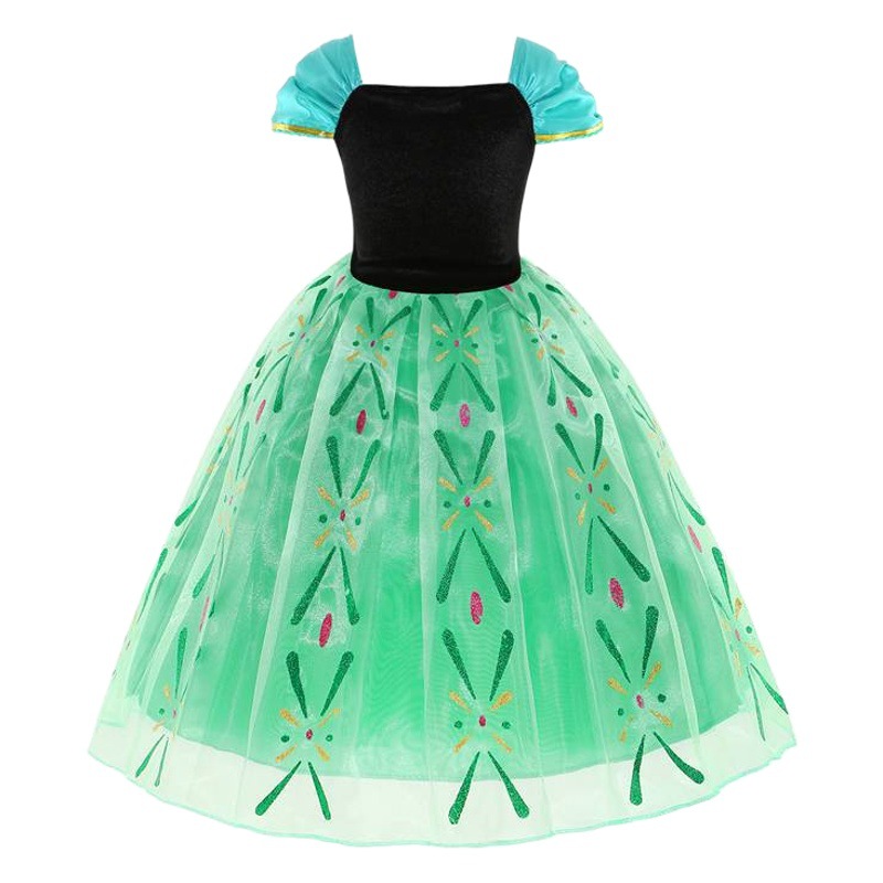 Vestido de princesa congelada 2021 patrón de correa de malla de encaje para niñas vestido de falda de doble capa de flor roja pequeña