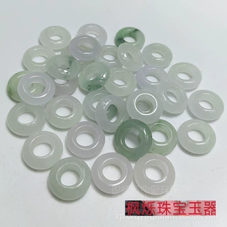 加厚15mm大号巴山翠翡翠线圈散珠批发 diy大孔跑环玉石饰品配件