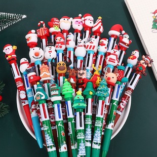 Cross-border Christmas four-color ballpoint pen cartoon multi-color gift pen student stationery prizes gifts Christmas gift rewards