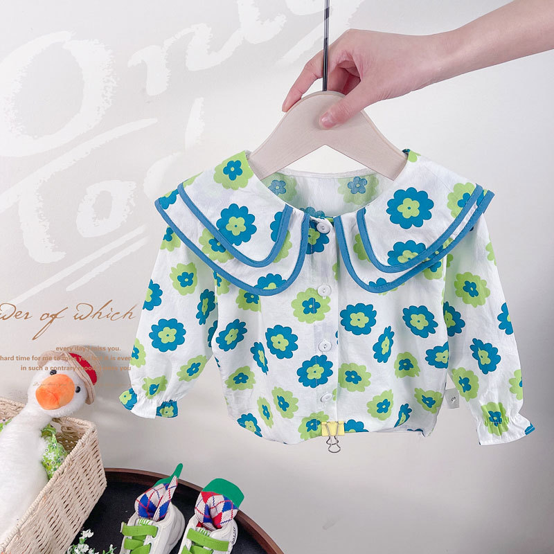 Camisas para niñas, camisas florales para bebés, camisas de manga larga para niñas pequeñas, camisas modernas para bebés, ropa infantil, ropa de primavera 2025