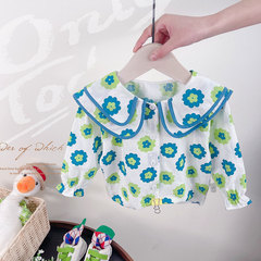 女童襯衫碎花娃娃衫小女孩長袖襯衫寶寶洋氣襯衣小童裝2023春裝
