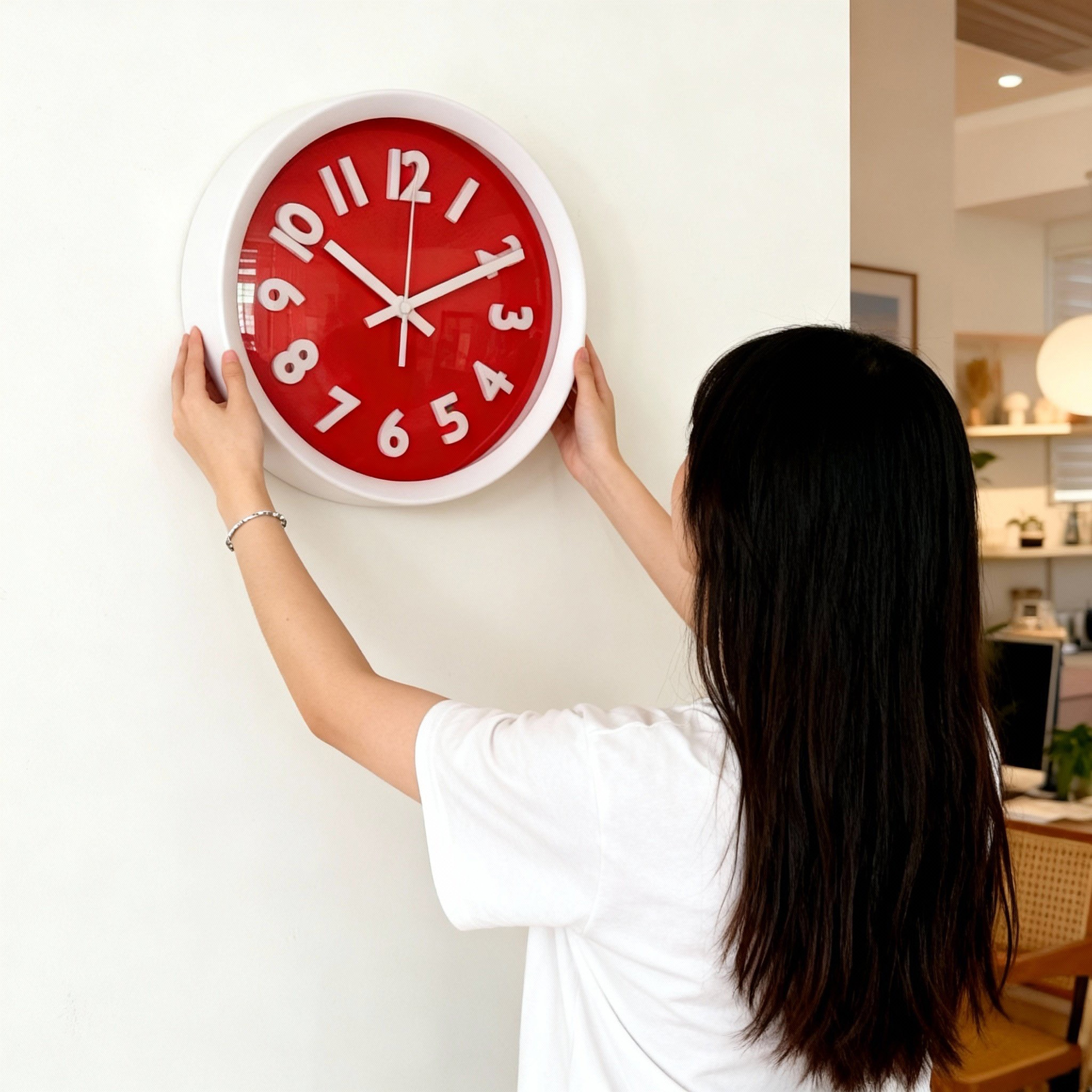 Nuevo color caramelo despertador digital estéreo silencioso vidrio de arco de moda creativo para niños estudiantes ideas de reloj de pared