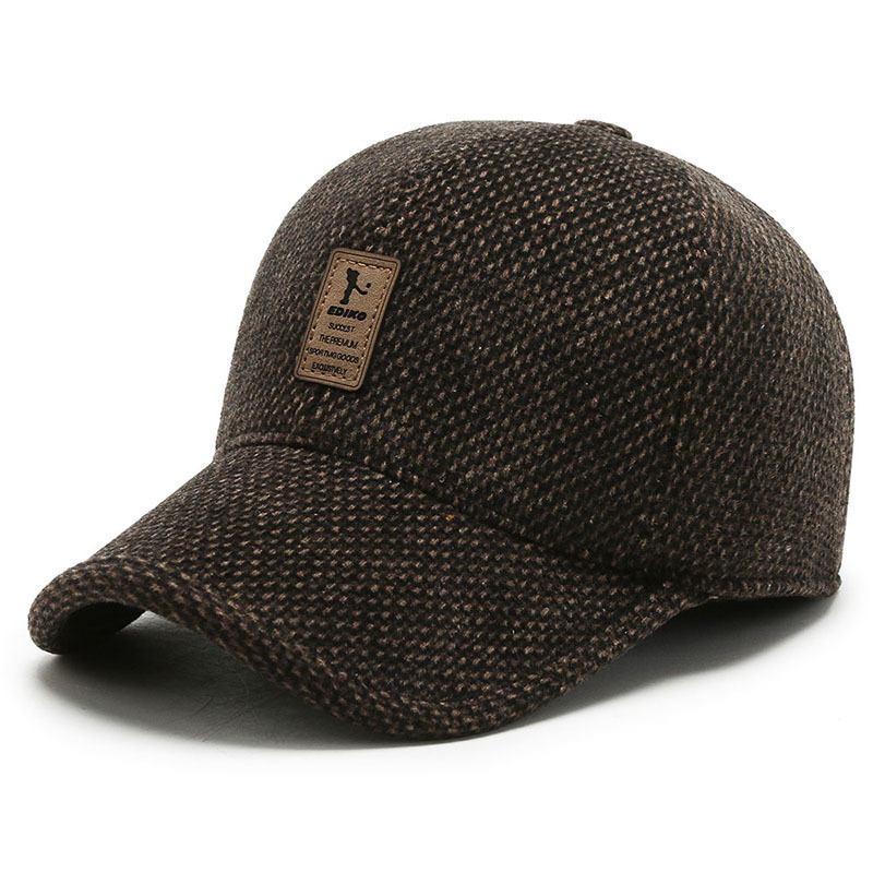 Sombreras de béisbol casuales de mediana edad hombre invierno papá abuelo al aire libre protección de oídos gorra de lengua de pato gorra de algodón grueso